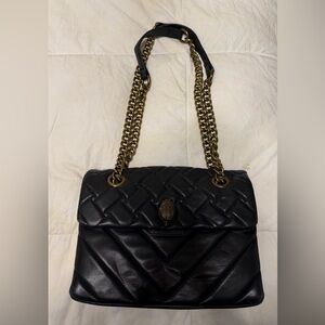Kurt Geiger Black Quilted Shoulder Bag with Gold Chain